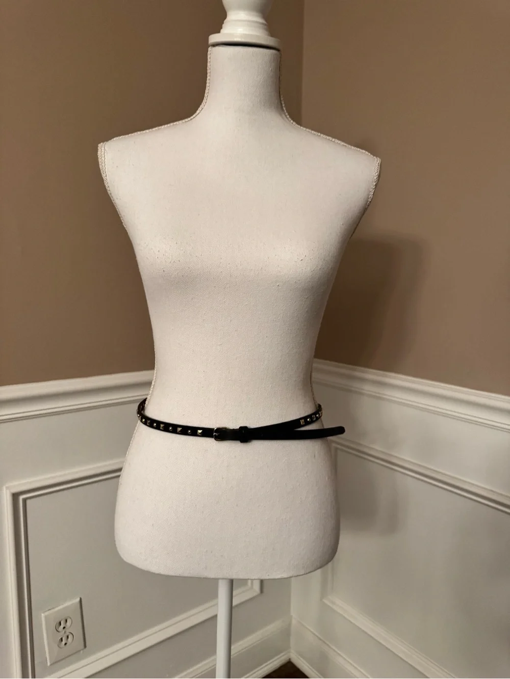 J. Crew Black Leather Double-Wrap Belt with Gold Studs - Picture 5 of 10